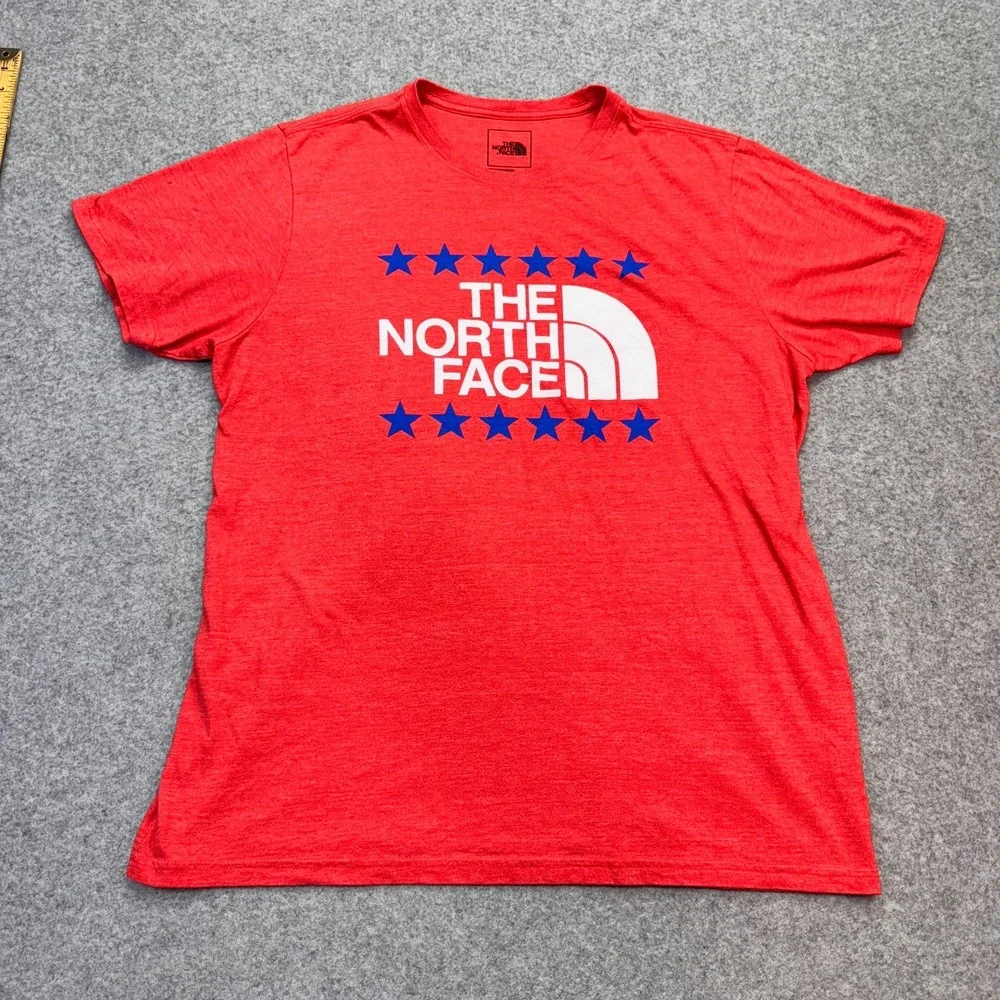 THE NORTH FACE T Shirt Mens XL Large Logo‎ Shirt Orange Color Short Sleeve